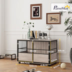 PawHut 100cm Furniture Style Dog Crate Dog Cage End Table Indoor with 3 Doors Soft Washable Cushion, for Large Sized Dogs