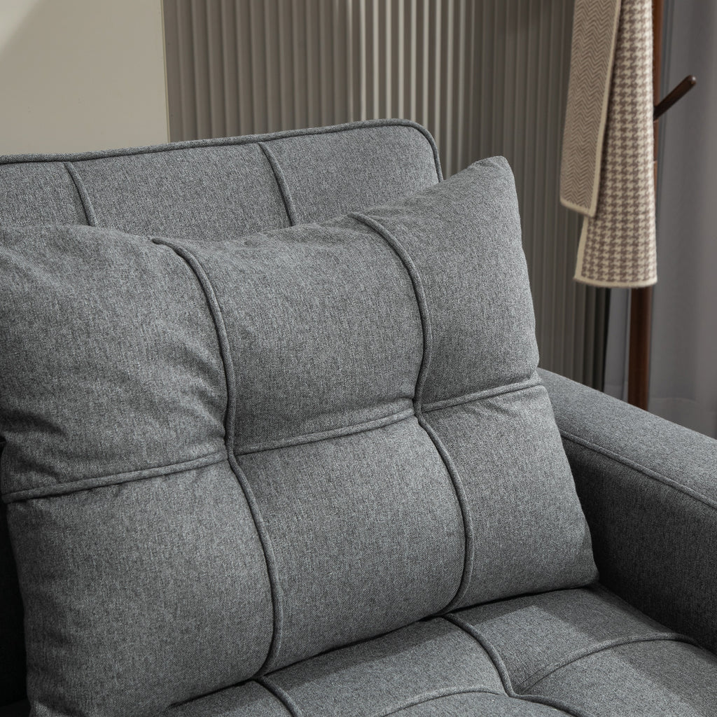 HOMCOM 2 Seater Sofa Bed Pull-Out Sofa Bed for Small Space - Charcoal Grey