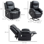 HOMCOM Riser and Recliner Chair with Vibration Massage, PU Leather Power Lift Chair for Elderly, Black