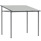 Outsunny 2.4 x 2.4 m Wall Mounted Pergola Gazebo with PA Coating Fabric, Metal Frame, UPF30+, Lean to Garden Gazebo, Light Grey