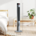 Oscillating Tower Fan Remote Control 3 Speed Modes Cooling Machine, Grey