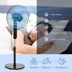 18" Pedestal Fan, Oscillating Standing Fan with Remote Control, Floor Fan with Adjustable Height, 3 Speed, 7.5-Hour Timer, Black