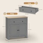HOMCOM Sideboard Storage Cabinet, Morden Kitchen Cupboard with Adjustable Shelf, Drawer and Double Doors, Sideboard for Living Room, Dining Room, Hallway, Grey