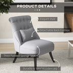 HOMCOM Tub Chair, Armless Single Sofa, Modern Button Tufted Armchair, Upholstered Linen Fabric Longue Accent Chair for Living Room, Bedroom, Set of 2, Grey