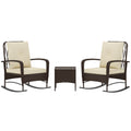 Outsunny Three-Piece Rocking Chair Rattan Bistro Set - Brown