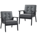 HOMCOM Set of 2 Accent Chair, PU Leather Armchair, Occasional Chair with Beech Wood Frame for Living Room Reception Bedroom Balcon, Grey