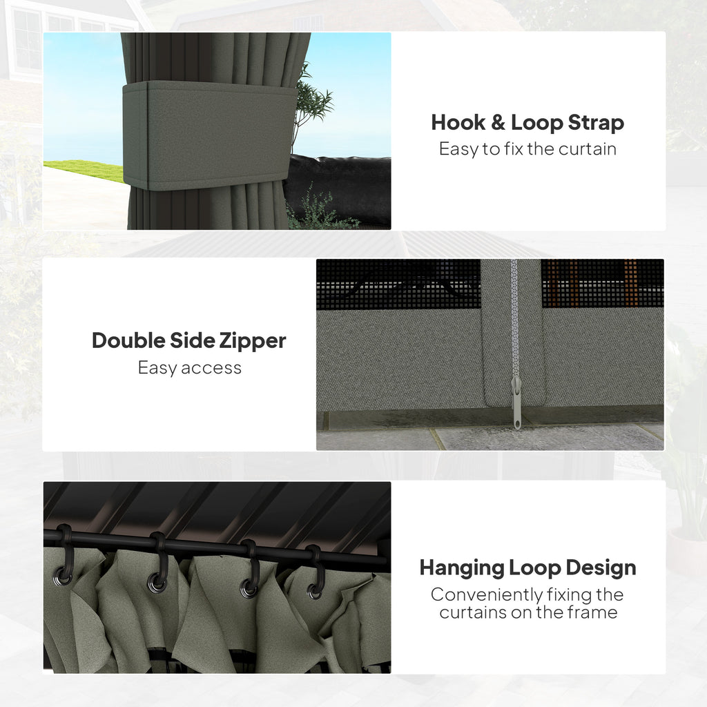 Outsunny 3.6 x 3 m Aluminium Hardtop Gazebo with Smart Drainage System and Ceiling Hooks- Dark Grey