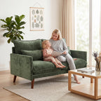 HOMCOM 2 Seater Sofa, Loveseat Sofa with Spring Cushions, Wide and Deep Seat, Wood Legs, Green