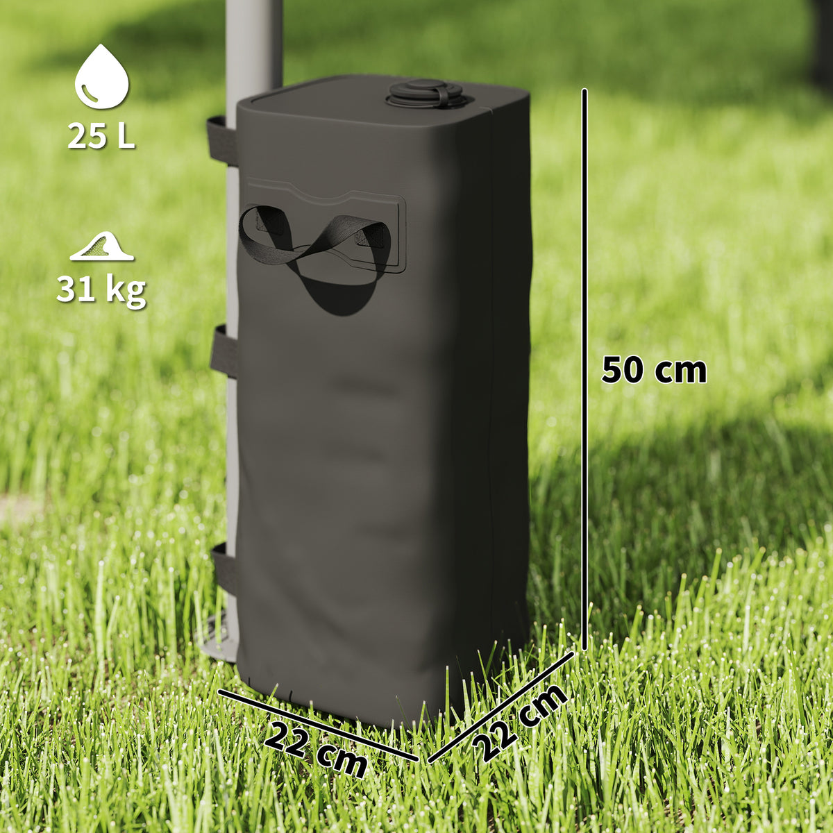 Outsunny Set of 4 Heavy Duty Gazebo Weights Bags, 500D Sand Weights with Carry Handles for Garden Marquee, Parasol, Black