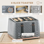 1.7L 3000W Fast Boil Kettle & 4 Slice Toaster Set, Kettle and Toaster Set with 7 Browning Controls, Crumb Tray, Grey