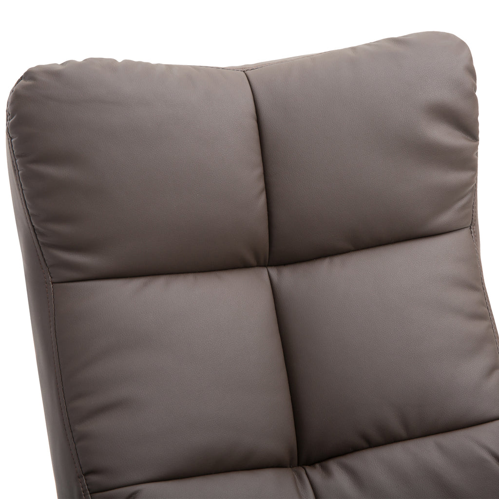 HOMCOM PU Leather Swivel Recliner Chair with Footstool, Wooden Base and Storage for Living Room, Brown
