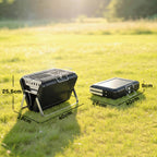Outsunny Charcoal BBQ Grill Portable Stainless Steel Barbecue with Tilting Grate for Camping Picnic Garden Black