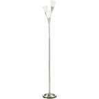 Modern Standing Lamp, 3-Light Upright Floor Lamps for Living Room, Silver Tone