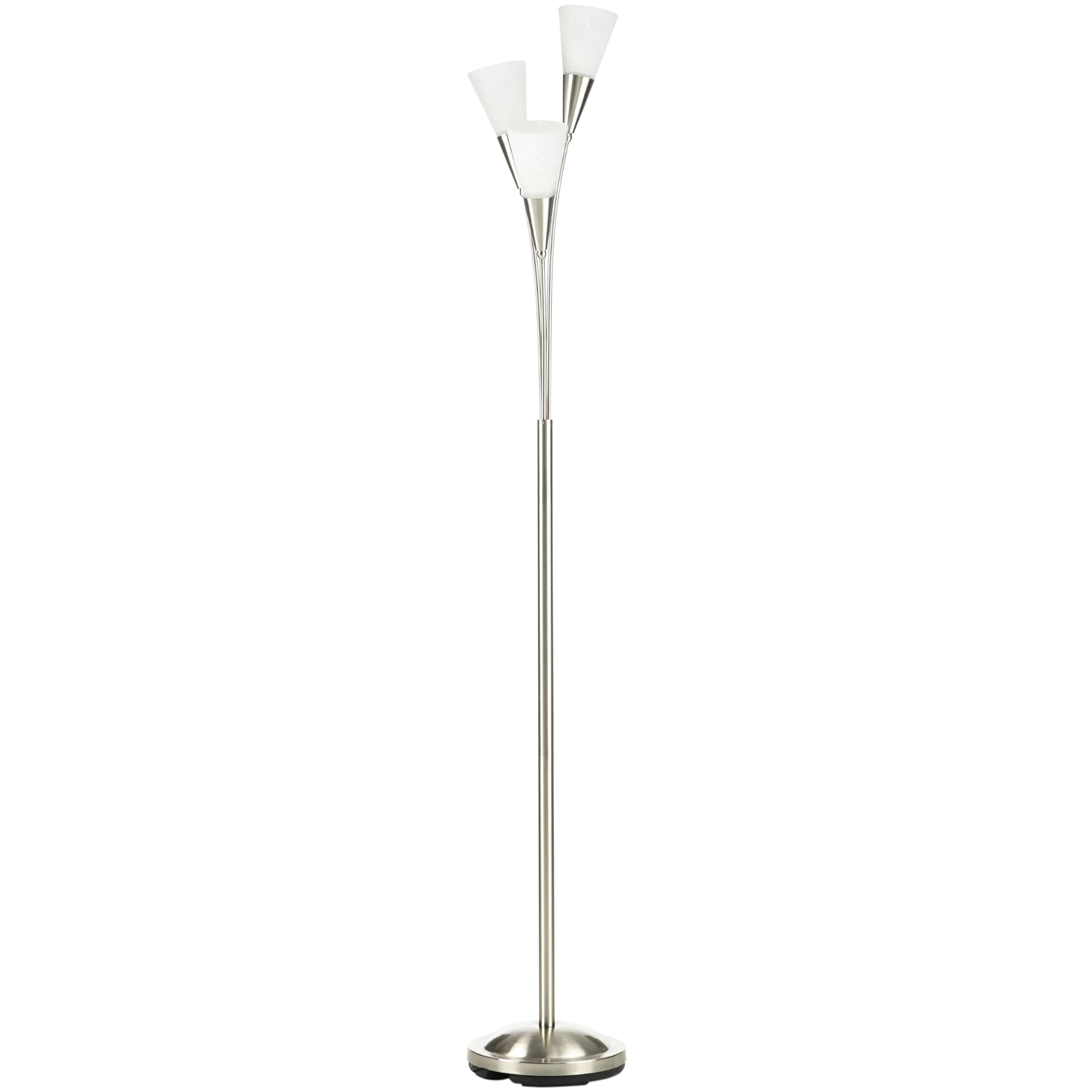 Modern Standing Lamp, 3-Light Upright Floor Lamps for Living Room, Silver Tone