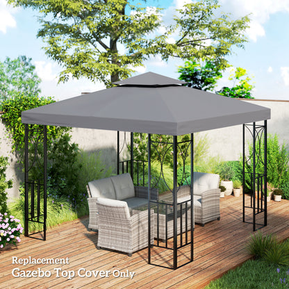 Outsunny 3(m) Gazebo Top Cover Double Tier Canopy Replacement Pavilion Roof Deep Grey