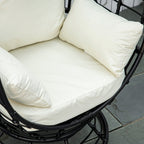 Outsunny 360° Swivel Egg Chair, Garden Rattan Swivel Chair with Thickened Cushion and Pillow, 150 KG Capacity for Indoor Outdoor, Balcony, Patio, Black