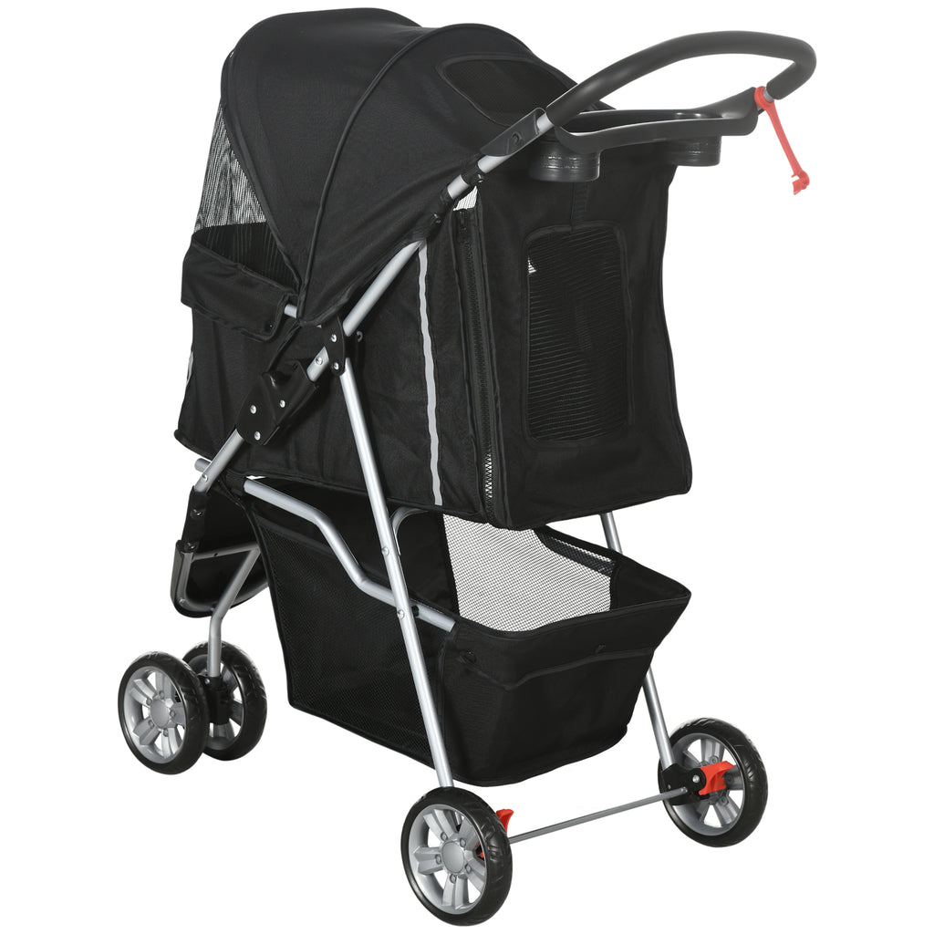 PawHut 3 Wheel Pet Stroller for Small and Miniature Dogs, Black