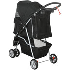 PawHut 3 Wheel Pet Stroller for Small and Miniature Dogs, Black