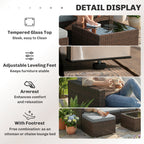 Outsunny 3 Pieces Garden Furniture Set w/ Cushions, PE Rattan Wicker Conversation Corner Sofa Set, Light Grey
