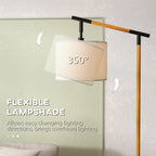 Metal Frame Floor Lamp with 350 Degree Rotating Lampshade, for Living Room and Bedroom, LED Bulb Included, Brown