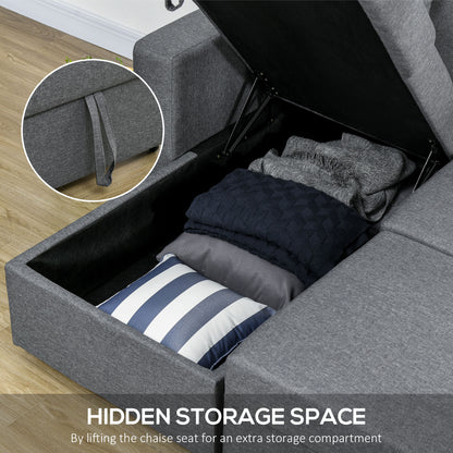 3 Seater Sofa Bed with Storage, Delivered to Your Home for Free, Dark Grey