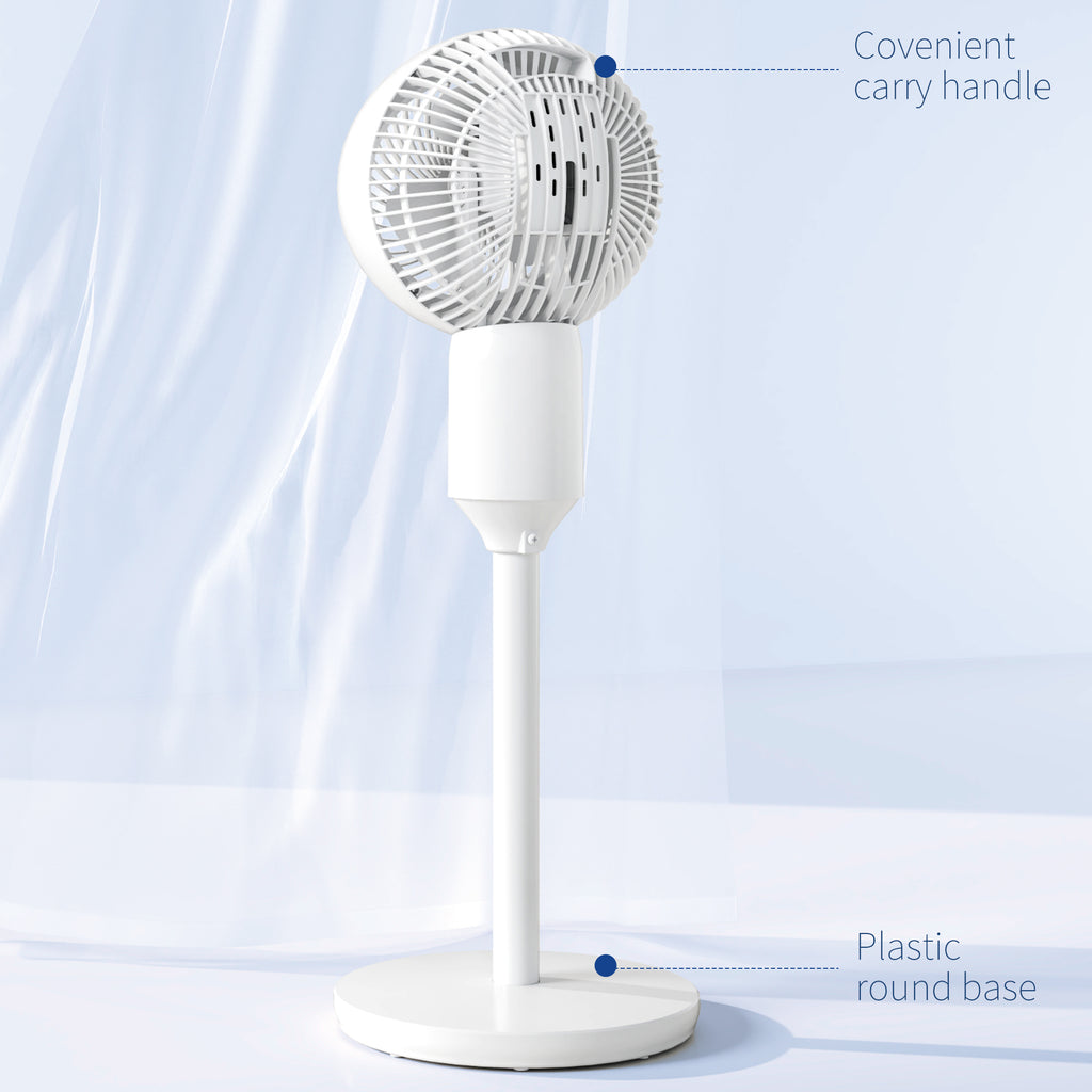 32" Pedestal Fan, 70° Oscillating 90° Vertical Tilt Air Circulator with 3 Speeds, Standing Fan for Home Office, Bedroom, White