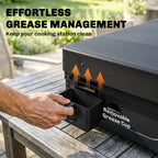 Outsunny Grill Griddle, Portable Gas Plancha, 3.5 kW, Tabletop Gas BBQ with Grease Cup for Camping Picnic Patios, Black
