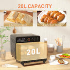 Air Fryer Oven, 20L Mini Oven, Multifunction Countertop Convection Oven with 16 Presets, Adjustable Temp and Time, 1400W