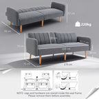 HOMCOM 3 Seater Sofa Bed, Convertible Linen Fabric Sofa Couch, Click Clack Sofabed with Adjustable Split Backrest for Living Room, Bedroom, Guest Room, Grey