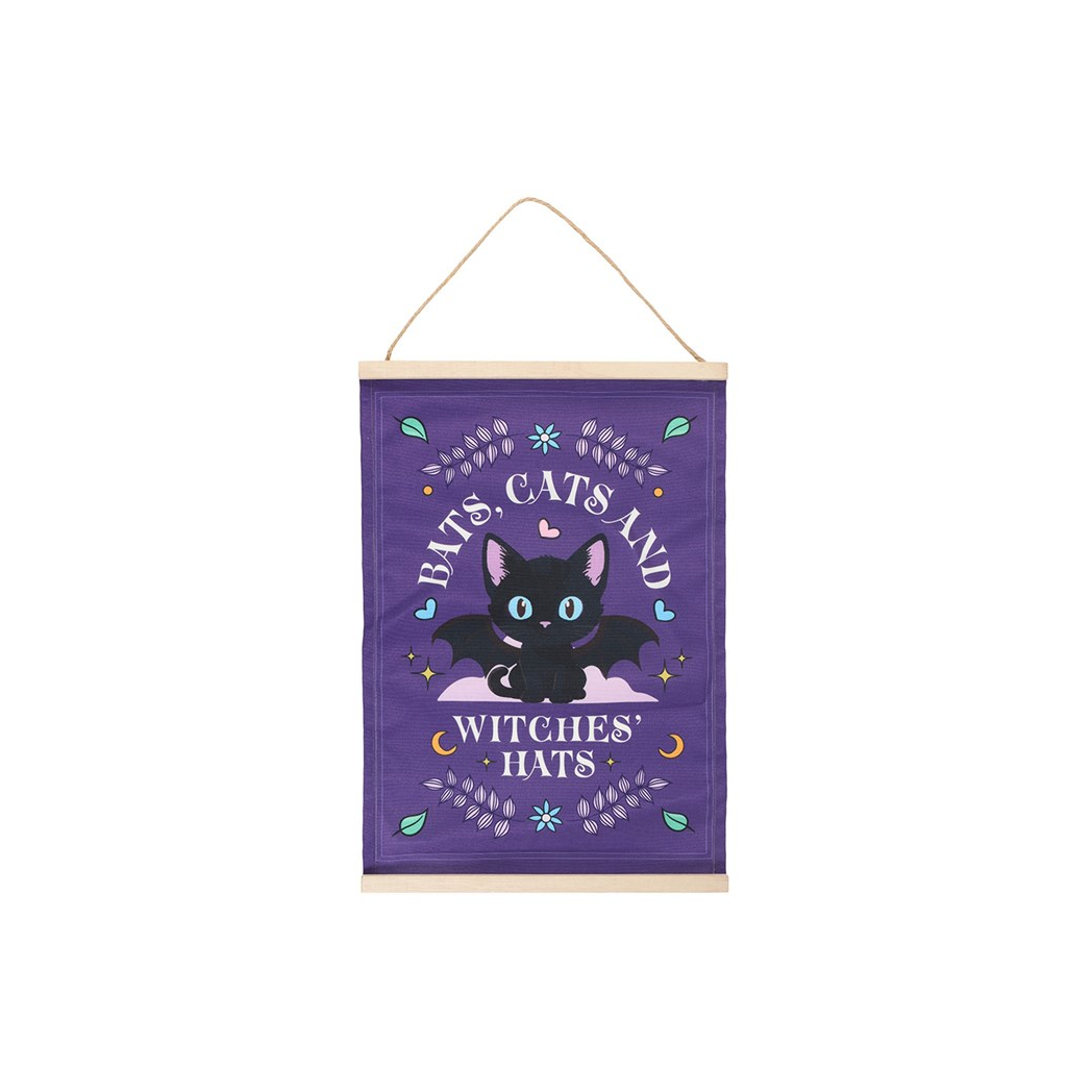 Bats, Cats and Witches Hats Fabric Wall Hanging