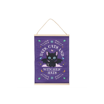 Bats, Cats and Witches Hats Fabric Wall Hanging