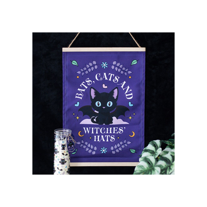 Bats, Cats and Witches Hats Fabric Wall Hanging