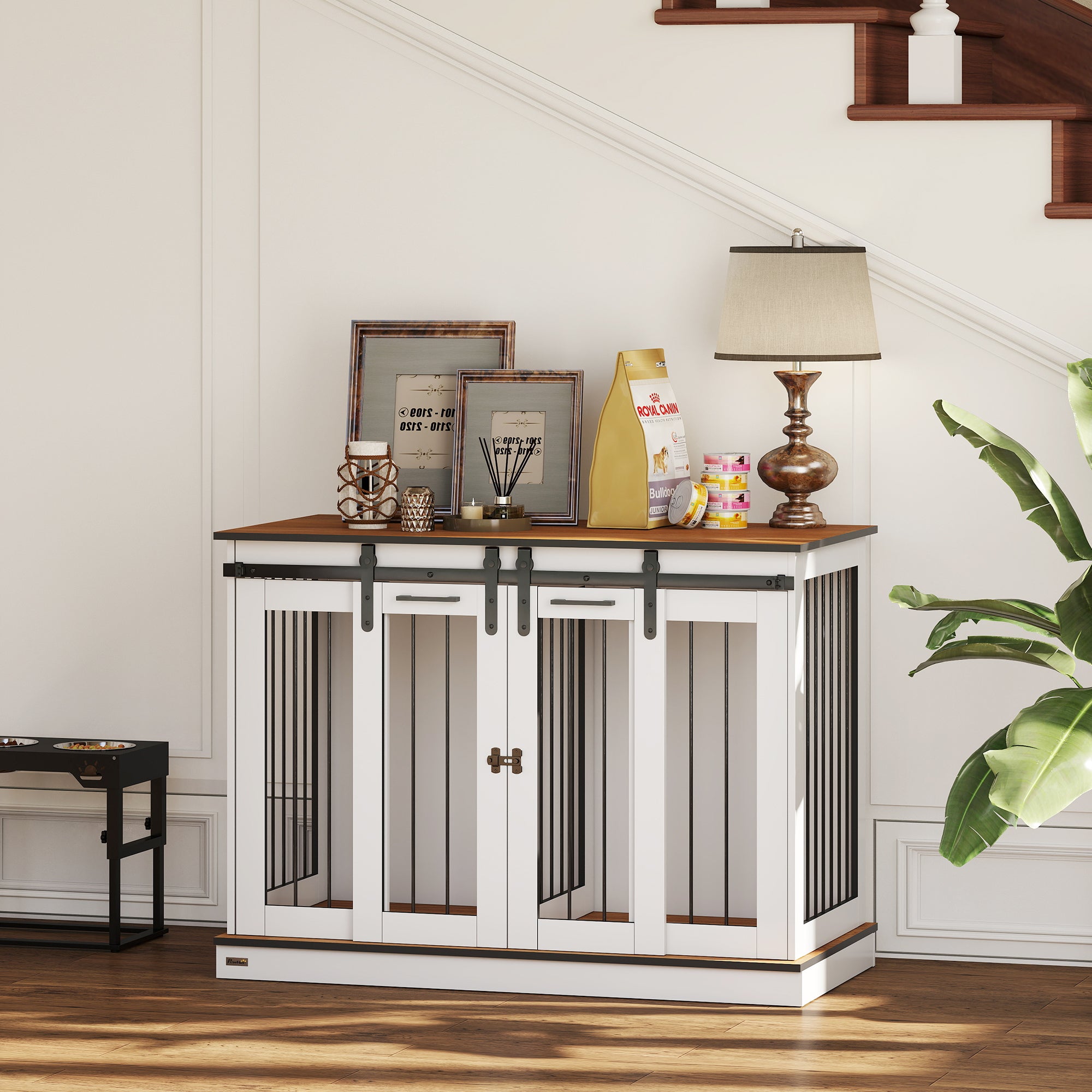 PawHut Dog Crate Furniture for Large Dogs, Double Dog Cage for Small Dogs