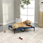 PawHut Raised Dog Bed Cat Elevated Lifted Puppy Pet Elevated Cot Portable Camping Basket – Blue (Large)