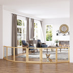 PawHut Wooden Pet Gate, Freestanding Dog Security Barrier with Two Support Feet - Natural Tone