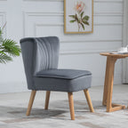 HOMCOM Velvet Accent Chair Occasional Tub Seat Padding Curved Back with Wood Frame Legs Home Furniture for Bedroom Living Room Set of 2 Grey