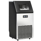 Commercial Ice Maker Machine, Freestanding Stainless Steel Ice Machine with Self-Cleaning, LCD Display, 45kg/24 Hours and 11kg Ice Storage for Home, Office, Bar, Restaurant, Supermarkets
