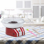 Candy Floss Machine for Kids & Adults, 550W  Retro Cotton Maker for Sugar or Candies,  Including 10 Candyfloss Sticks, Non-Slip Base, Red & White