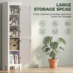 kleankin Tall Bathroom Storage Unit, Slim Bathroom Cabinet with Adjustable Shelves and Double Door, White