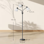 Arc Tree Floor Lamp with 3 Adjustable Rotating Lights and 3000K/4500K/6500K Colour Temperatures, Industrial Standing Lamp with Steel Frame for Bedroom Living Room, 155cm, Black