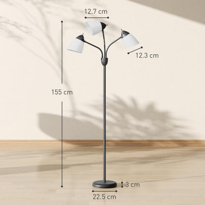 Arc Tree Floor Lamp with 3 Adjustable Rotating Lights and 3000K/4500K/6500K Colour Temperatures, Industrial Standing Lamp with Steel Frame for Bedroom Living Room, 155cm, Black