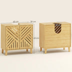 HOMCOM Bamboo Bathroom Under Sink Cabinet with Adjustable Shelf for Basin without Pedestal - Natural