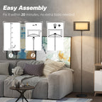 Floor Lamp for Living Room, Modern Standing Lamp with Double Layer Shade & Foot Switch, Minimalist Tall Pole Lampshade for Bedroom, Office, Black