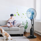 Spray Misting Fan, Floor Fan with Water Mist Spray, 70° Oscillation, Tilt Head, 3 Speeds, 2.8L Water Tank, Black
