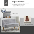HOMCOM Modern Velvet Double Seat Sofa w/ Wood Frame Foam Padding Soft Comfortable Compact Couch Light Grey