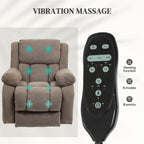 HOMCOM Riser Recliner Armchair with 8 Vibration Massage and Lumbar Heater, Wide Seat, USB Port, Light Brown