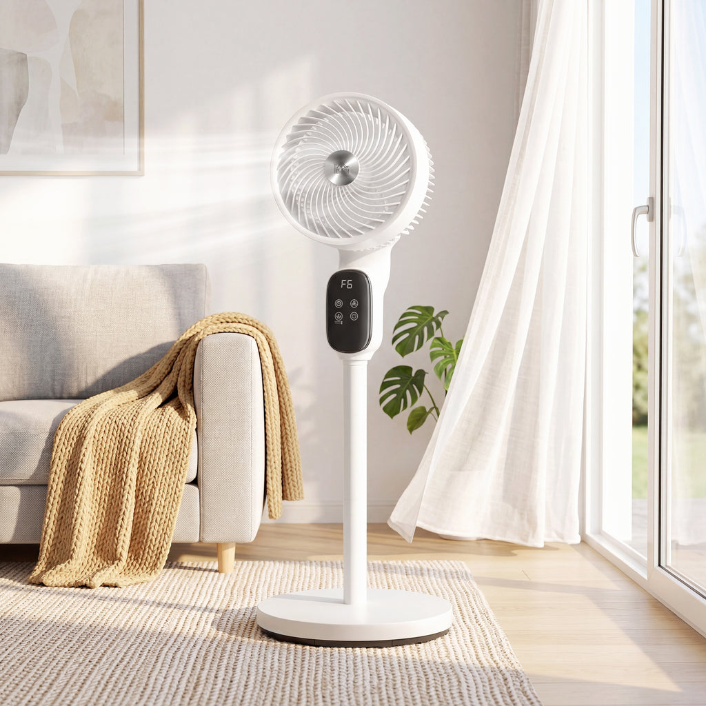 20 dB Silent Standing Fan for Bedroom, 39in Pedestal Fan with Remote, Oscillating, 8 Speeds, Adjustable Height, White