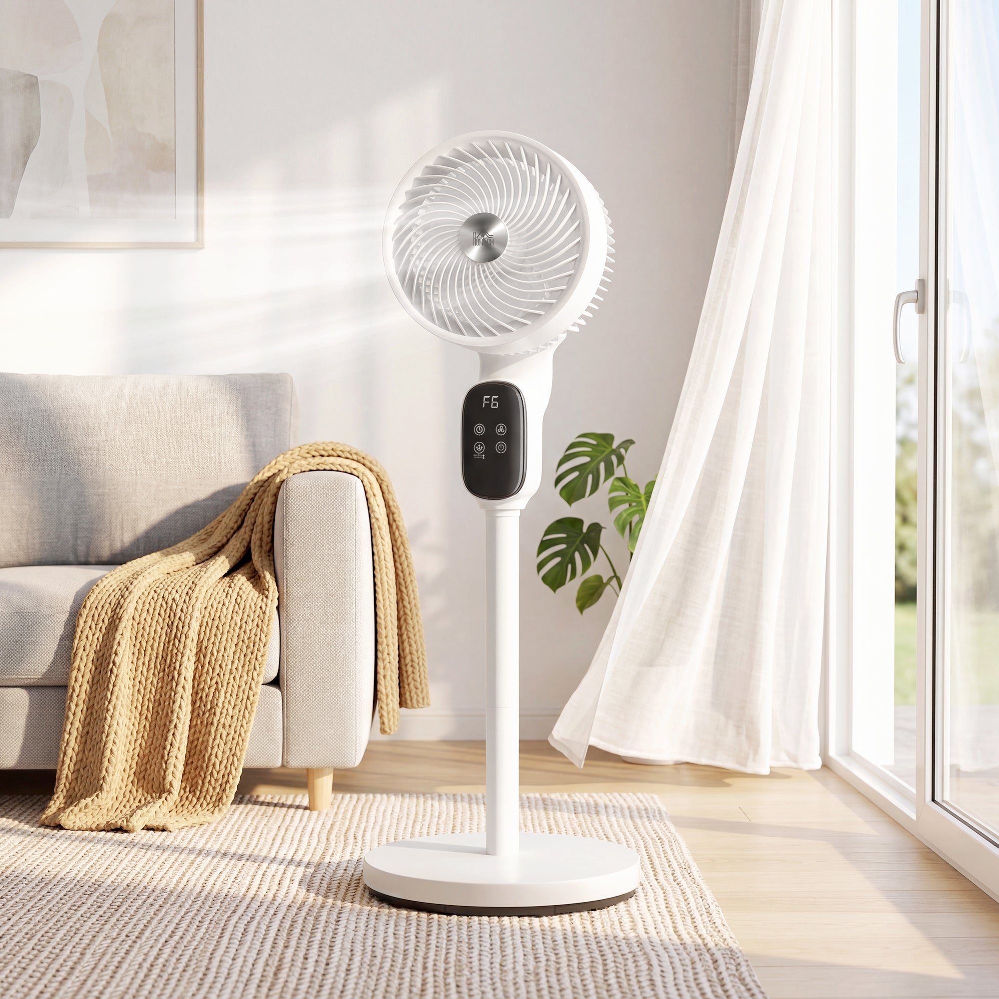 20 dB Silent Standing Fan for Bedroom, 39in Pedestal Fan with Remote, Oscillating, 8 Speeds, Adjustable Height, White