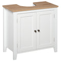 kleankin Under Sink Cabinet, Bathroom Sink Cabinet with 2 Doors, Pedestal Under Sink Design, Freestanding Bathroom Cupboard with Adjustable Shelf, White