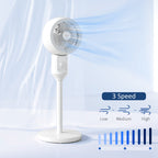 32" Pedestal Fan, 70° Oscillating 90° Vertical Tilt Air Circulator with 3 Speeds, Standing Fan for Home Office, Bedroom, White